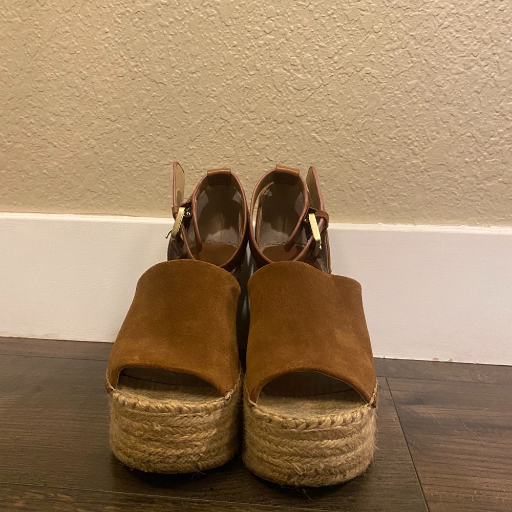 Marc Fisher Wedge Sandals Brown Suede size 7.5